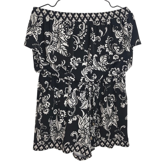 White House Black Market Pants - White House Black Market Women Romper‎ Floral Off Shoulder M Boho Chic Resort